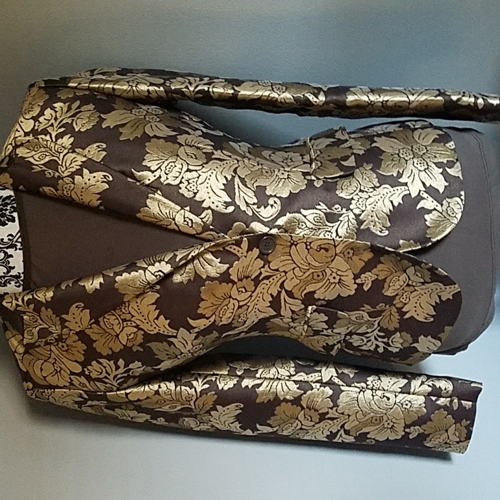 Brocade Brown Single breasted Blazer